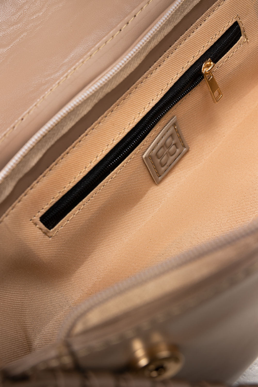 Beige Faux Leather Crossbody Baguette Bag with Braided Trim-Zavy Vibes