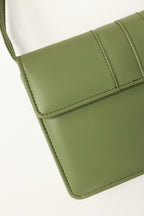 Green Structured Faux Leather Crossbody Bag with Adjustable Strap-Zavy Vibes