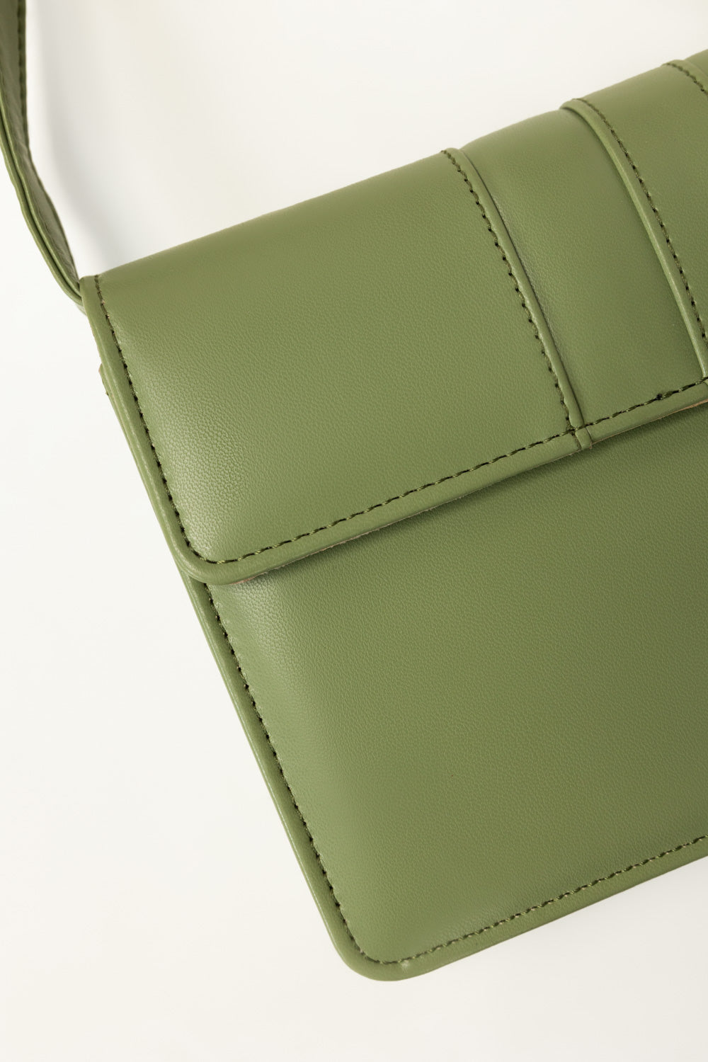 Green Structured Faux Leather Crossbody Bag with Adjustable Strap-Zavy Vibes