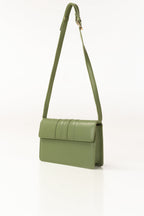 Green Structured Faux Leather Crossbody Bag with Adjustable Strap-Zavy Vibes