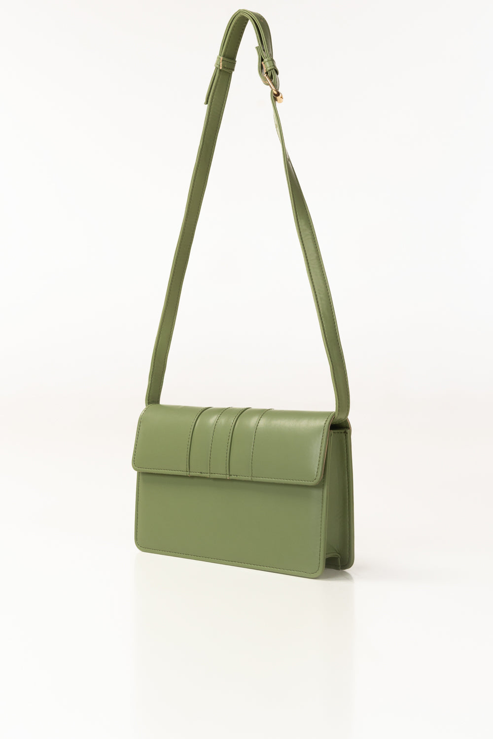 Green Structured Faux Leather Crossbody Bag with Adjustable Strap-Zavy Vibes