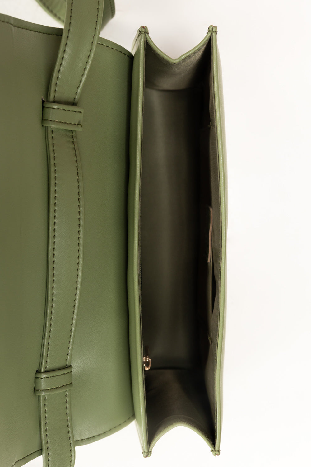 Green Structured Faux Leather Crossbody Bag with Adjustable Strap-Zavy Vibes