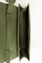 Green Structured Faux Leather Crossbody Bag with Adjustable Strap-Zavy Vibes