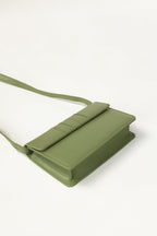 Green Structured Faux Leather Crossbody Bag with Adjustable Strap-Zavy Vibes