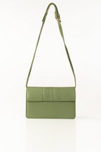 Green Structured Faux Leather Crossbody Bag with Adjustable Strap-Zavy Vibes