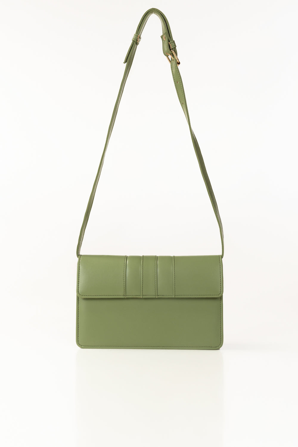 Green Structured Faux Leather Crossbody Bag with Adjustable Strap-Zavy Vibes