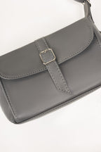 Grey Faux Leather Crossbody Bag with Front Flap Pocket-Zavy Vibes