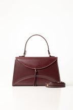 Maroon Structured Faux Leather Handbag with Tassel Detail-Zavy Vibes