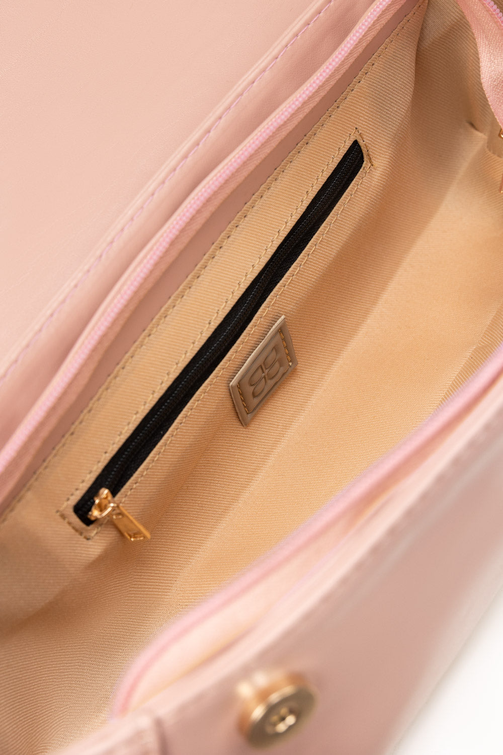 Pink Faux Leather Crossbody Baguette Bag with Woven Strap-Zavy Vibes
