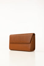 Tan Textured Faux Leather Handbag with Detachable Strap-Zavy Vibes