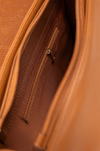 Tan Textured Faux Leather Handbag with Detachable Strap-Zavy Vibes