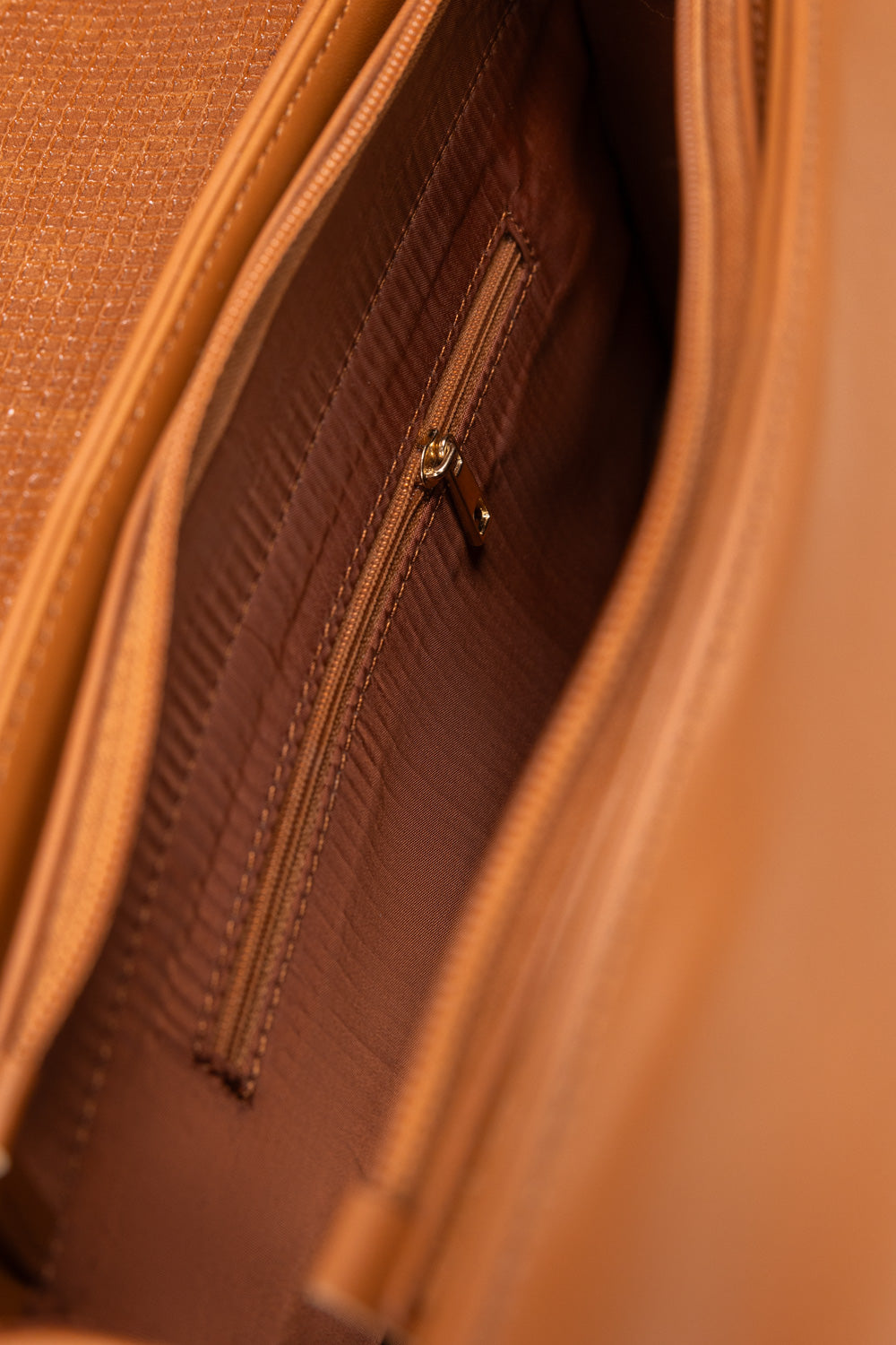 Tan Textured Faux Leather Handbag with Detachable Strap-Zavy Vibes