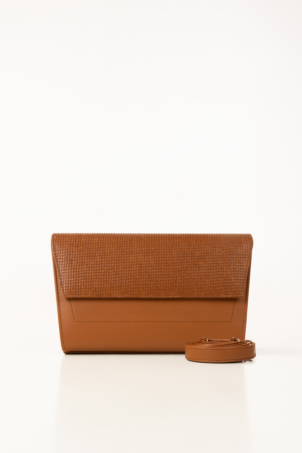 Tan Textured Faux Leather Handbag with Detachable Strap-Zavy Vibes